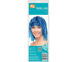 Blauwe pruik - folie - metallic - universele maat