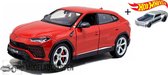 Lamborghini Urus (Rood) (23 cm) 1/24 Welly  + Hot Wheels Miniatuurauto + 3 Unieke Auto Stickers! - Model auto - Schaalmodel - Modelauto - Miniatuur autos - Speelgoed voor kinderen