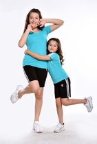 Sportkleding Set / Gympak - T-Shirt en Korte Broek - 134/140 - Meisjes Blauw