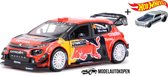 Citroën C3 WRC – Rally Monte Carlo 2019 – Sébastien Ogier (Rood) (15 cm) 1/32 Bburago + Hot Wheels Miniatuurauto + 3 Unieke Auto Stickers! - Model auto - Schaalmodel - Modelauto - Miniatuur a