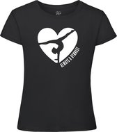 Sparkle&Dream - T-Shirt 'Love Gymnast' Zwart - 140 -  voor turnen en gymnastiek