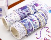 Paarse Melkweg Washi Tape Pakket Doos | Verschillende Washi Tapes | Paars Galaxy Raketten Planeten Sterren Constellaties Horoscoop Blauw Patronen  Washi Tape | Masking Tape | Bulle