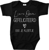 Baby rompertje-lieve oom gefeliciteerd-zwart-wit-Maat 86
