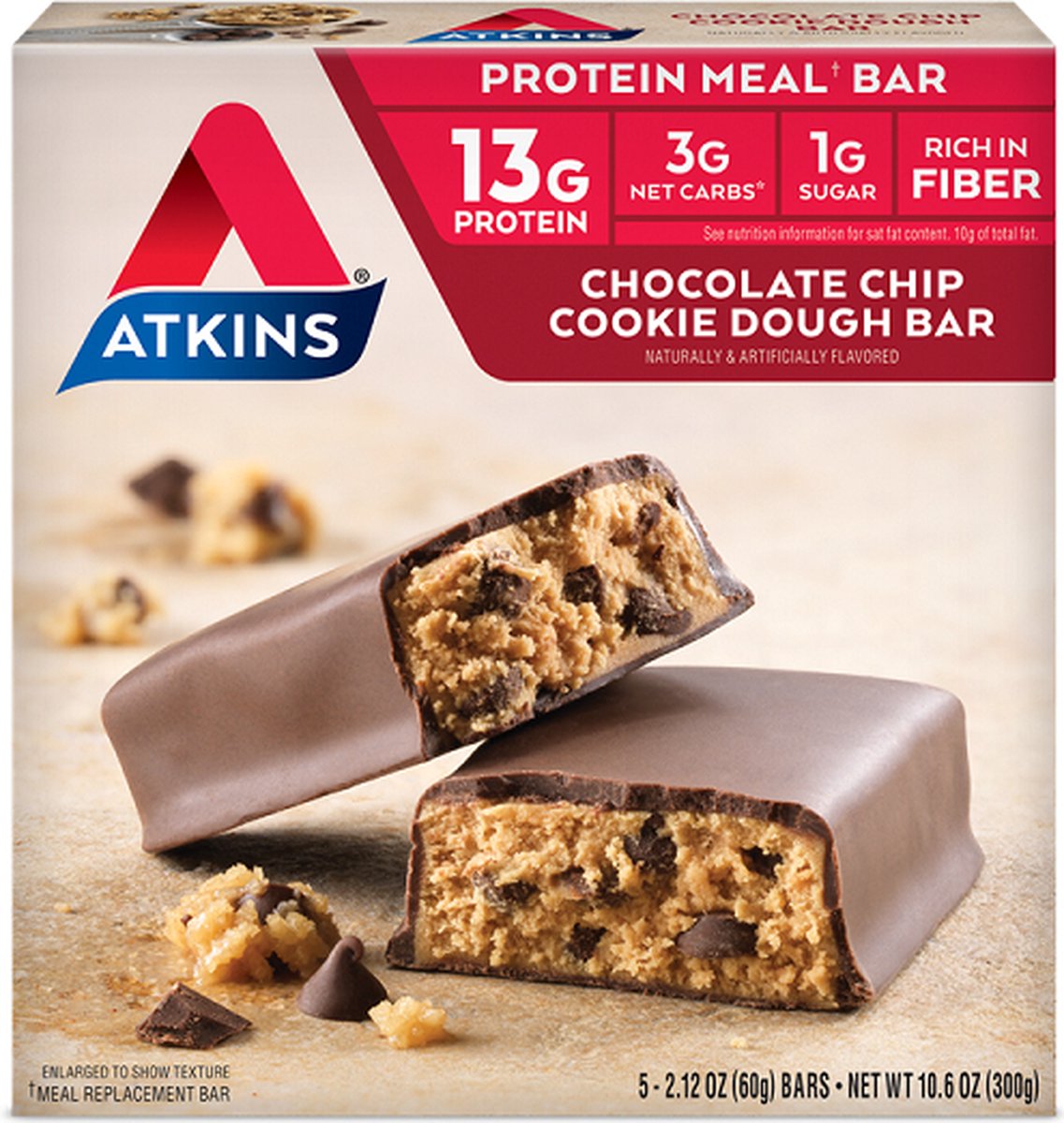 Atkins Protein Bar Chocolate Chip Cookie Dough Bar 5 x 60