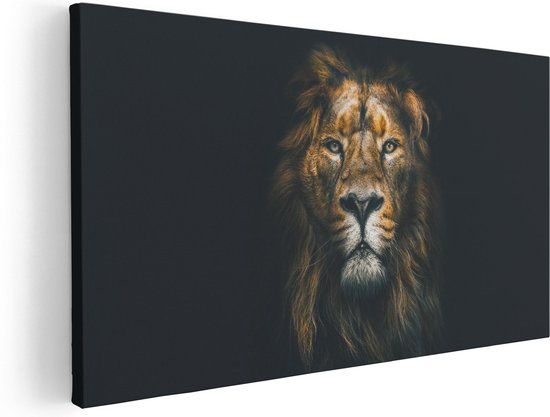 Artaza Canvas Schilderij Leeuw - Leeuwenkop - Kleur - 100x50 - Groot - Foto Op Canvas - Canvas Print