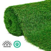 Kunstgras - duurzaam - uv-bestendig - uv-werend - onderhoudsvrij - grastapijt - grasmat - grasmatten - groen - stevig - robuust - geschikt voor bij speeltoestellen - 1,5 x 5 m - 40 mm hoog