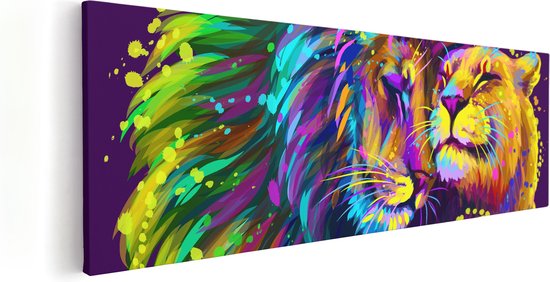 Artaza - Peinture sur toile - Lion et lionne colorés - Abstrait - 60x20 - Photo sur toile - Impression sur toile