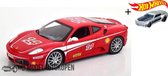 Ferrari F430 Challenge #14 (Rood) (30 cm) 1/18 Hot Wheels + Hot Wheels Miniatuurauto + 3 Unieke Auto Stickers! - Model auto - Schaalmodel - Modelauto - Miniatuur autos - Speelgoed