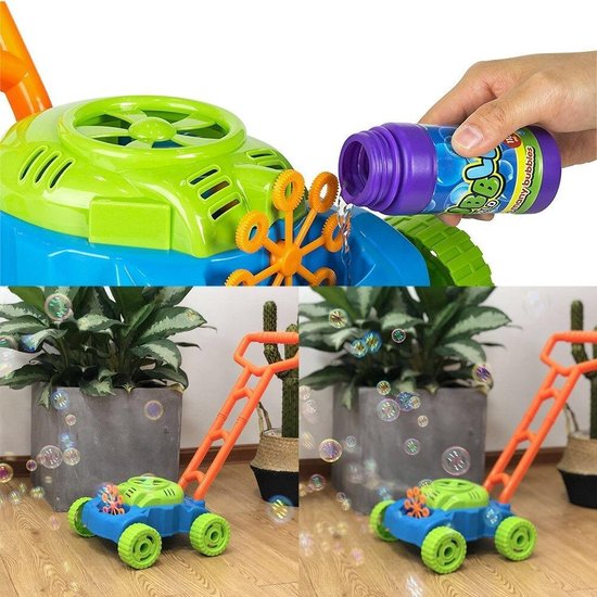 Ariko loopwagen grasmaaier met bellenblaas | met een flesje sop | Bellenblaasmachine | Inclusief 3 x AA batterijen - Ariko