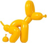 BaykaDecor - Uniek Beeldje Ballonhond Die Poept - Badkamer Decoratie - Pop Art - Jeff Koons parodie - Balloon Dog - Geel - 22 cm