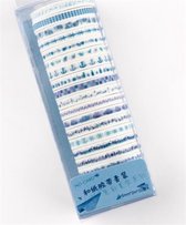 20 Verschillende Washi Tapes Blauw | Multi Pack Verschillende Washi Tapes | Prachtige Verschillende Masking Tapes | Bullet Journal | Journalling | Plakboeken | Rollen Tape | Patronen Iconen Blauw Ankers Slingers Sterren