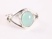 Opengewerkte zilveren ring met aqua chalcedoon - maat 18