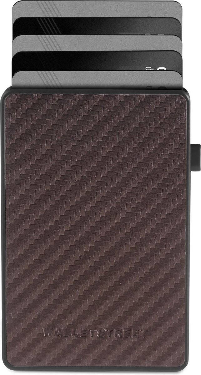 Luxe Walletstreet Carbon Aluminium Pasjeshouder CRB Type - Walletstreet Aluminium Creditcardhouder Card Protector Anti-Skim/ RFID Card Protector 7 Pasjes – Bruin/Brown