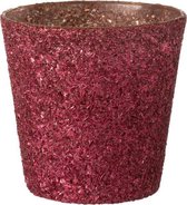 J-Line Cachepot Glitter Glas Fuchsia Large Set van 2 stuks
