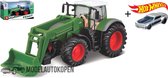 Tractor Fendt 1050 (Groen) (16cm) 1/50 Bburago + Hot Wheels Miniatuurauto + 3 Unieke Auto Stickers! - Model auto - Schaalmodel - Modelauto - Miniatuur autos - Speelgoed voor kinder