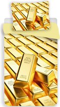 Goud Dekbedovertrek Gold Bars - Eenpersoons - 140 x 200 + 70 x 90 cm - Polyester