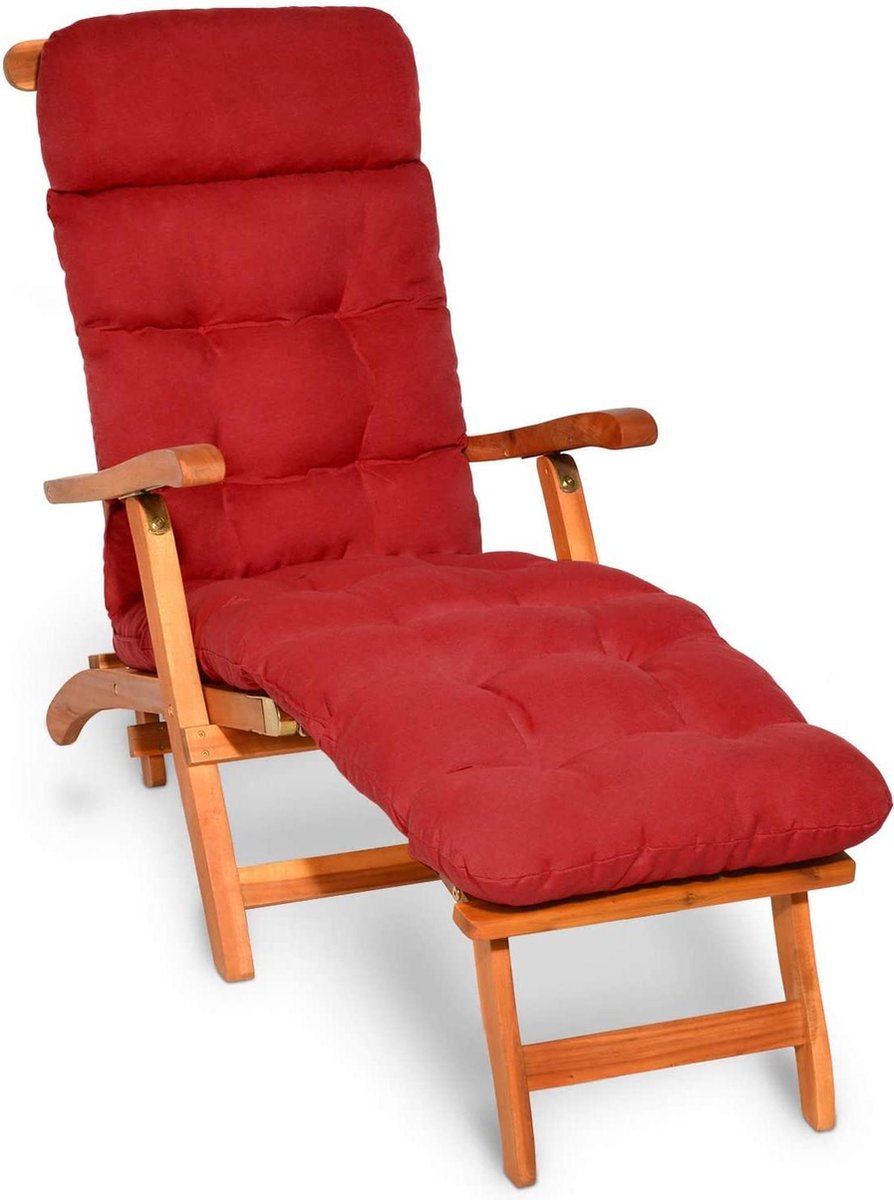 Beautissu Deckchair Kussen 200x50x8 cm - Ligstoelkussen Rood - Matraskussen voor Hangmatten en tuin-/terrasstoelen - Flair DC