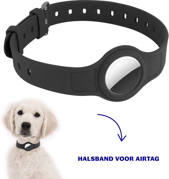 Airtag Halsband - geschikt voor Apple AirTag - halsband hond - zwart
