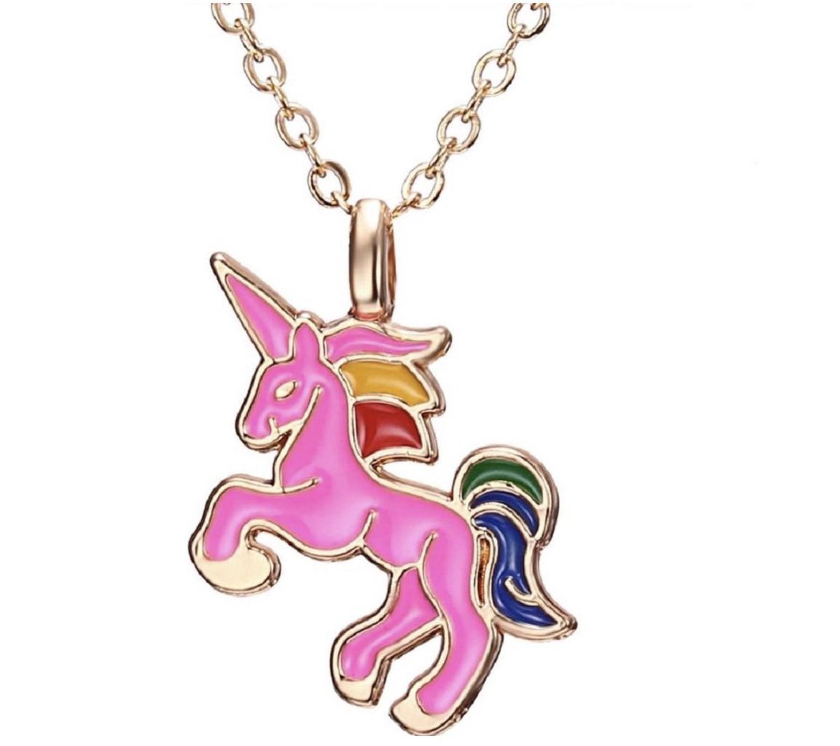 Bijoux by Ive - Ketting - Eenhoorn - Unicorn - Roze - 41/ 46 cm