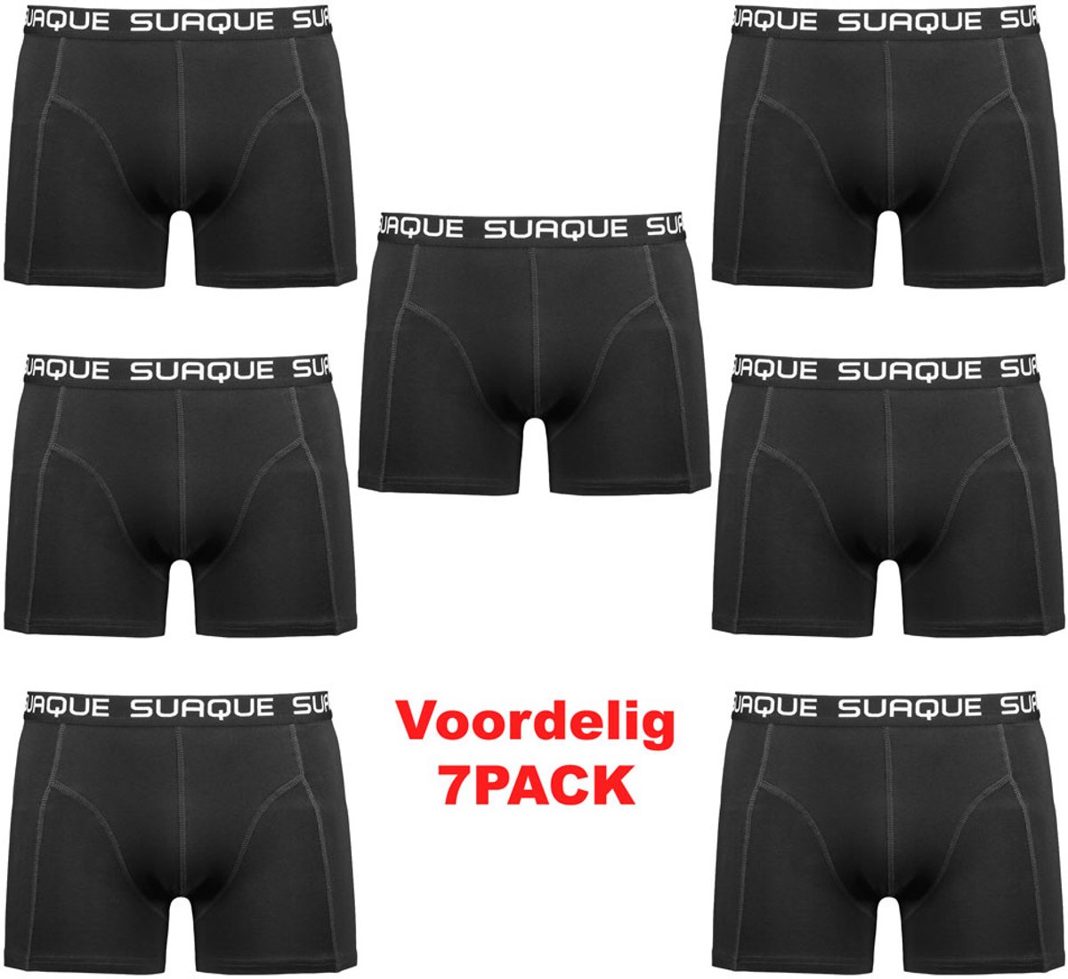 SUAQUE 7-Pack Boxershorts Zwart