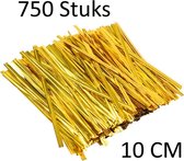 750 Sluitstrips Goudkleurig - Cadeauverpakking - Twistdraad - 10 cm - Bindstrips
