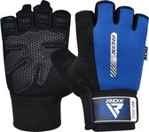 RDX Sports Fitness Handschoenen W1  - Half Finger Blauw - XL
