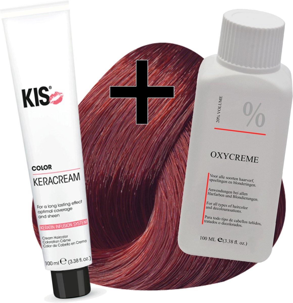 KIS haarverfset - 7RV Licht rood violet - haarverf & waterstofperoxide