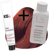 KIS haarverfset - 7RK Middel rood koper blond  - haarverf & waterstofperoxide