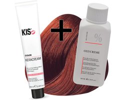 KIS haarverfset - 7RK Middel rood koper blond  - haarverf & waterstofperoxide