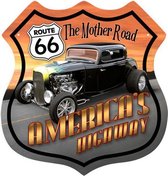 Route 66 America's Highway Hot Rod Zwaar Metalen Bord
