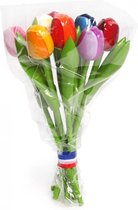 Bouquet de tulipes en bois - Décoration - 9 tulipes colorées - Souvenir de Holland - 20cm