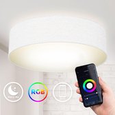 B.K.Licht - Slimme Plafondlamp - Ø39cm - WiFi - sterrenhemel - textil - CCT en RGB - smart plafonniére verlichting - dimbaar - 18W LED