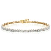 Diamanten tennis armband dames,  bezet met diamanten - 14 karaat geelgoud, 18 cm