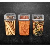 Transparante Voorraadpotten Set voor Keuken 3 Stuks - Luchtdich Containers voor Voedselopslag - Keukenopslagcontainers - Storage Containers Set - Borosilicaatglas 3X1200ML