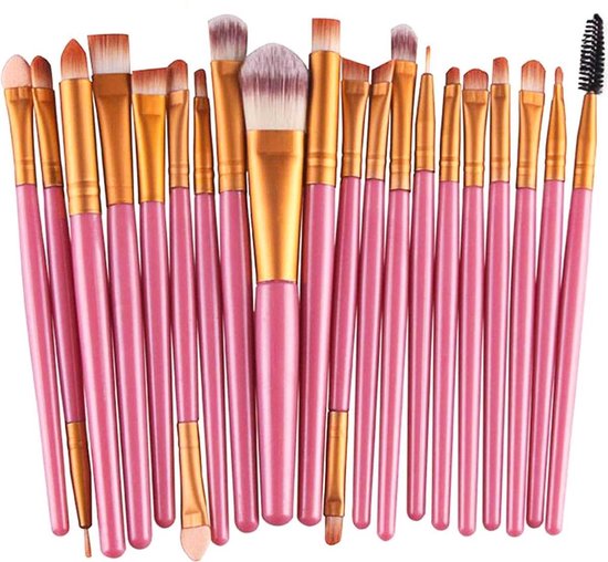 Makeup kwastenset - Makeup set - 20delig - Roze - Goud - Able & Borret - Merkloos