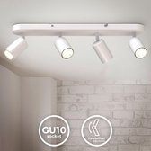 B.K.Licht - Plafondlamp - plafondspots met 4 lichtpunten - spots - witte opbouwspots - draaibar - kantelbaar - GU10 fitting - plafoniere - excl. GU10