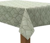 MixMamas Tafelkleed Gecoat Ogee Jacquard – 140 x 250 cm –  Groen / Grijs
