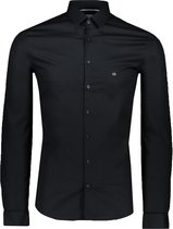 Calvin Klein Overhemd Zwart Getailleerd - Maat UK14.5-EU37 - Heren - Herfst/Winter Collectie - Katoen;Elastaan