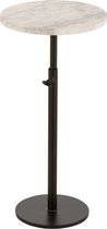 Duverger® Marble - Bijzettafel - rond 28cm - marmer - wit - unieke schakering - verstelbare poot - zwart staal - 28 cm