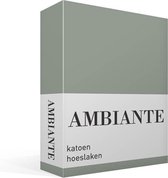 Ambiante Cotton Uni - Hoeslaken - Eenpersoons - 90x210/220 cm - Green