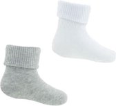 2-pack Baby gripper sokjes met omslag | GRIJS + WIT | 6-12 mnd