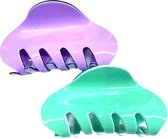 Haarklemmen - Haarspelden - Haarclip - Lila - Groen- 8.5 cm - Set 2 Stuks