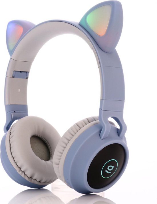 Casque Kinder - Casque Bluetooth avec oreilles de chat LED bleu clair |  bol.com
