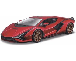 foto van Bburago Lamborghini Sián FKP 37 modelauto schaalmodel schaal 1:18 rood