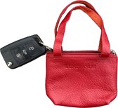 Pochette clé en cuir Lundholm dames modèle mini shopper rouge - cuir nappa très souple - porte clé femme - porte clé voiture - cadeau pour femme