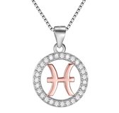 Tracelet - Zilveren Kettingen | Ketting Horoscoop Vissen | Sterrenbeeld Rosé en Zilver | 925 Sterling Zilver - 925 Keurmerk stempel - 925 Zilver Certificaat | Valentijn tip