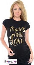 Zwart zwangerschaps shirt Made with love - M