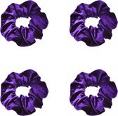 Scrunchies – Velvet Scrunchies – 4x paars – Paars – 4 stuks – Musthave Haaraccessore – Scrunche Pack – Luxe kwaliteit – Haarelastiek – Elastiekje – Elastiek – Haarwokkel – Haarverz