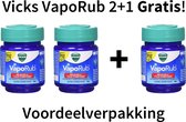 VICKS VapoRub Zalf - Relieves 6 Cold Symptoms - Verlichting van Verkoudheid en/of Griep - 3 x 50 ml