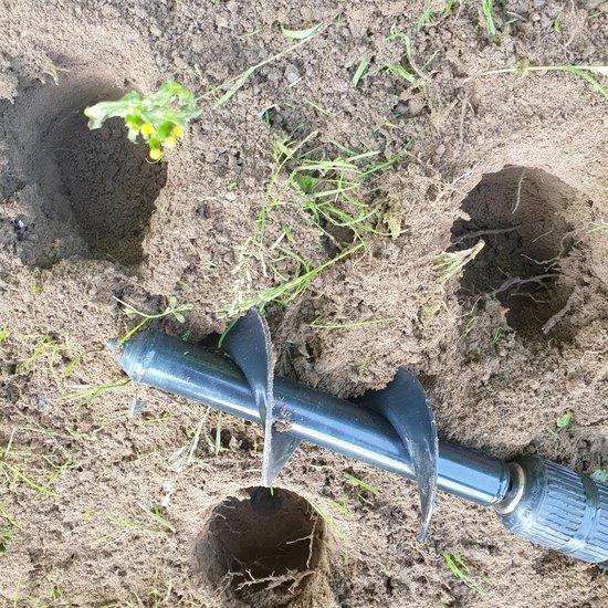 Grondboor voor boormachine 8 cm – 25 cm - tuinboor / plantenboor - zwart